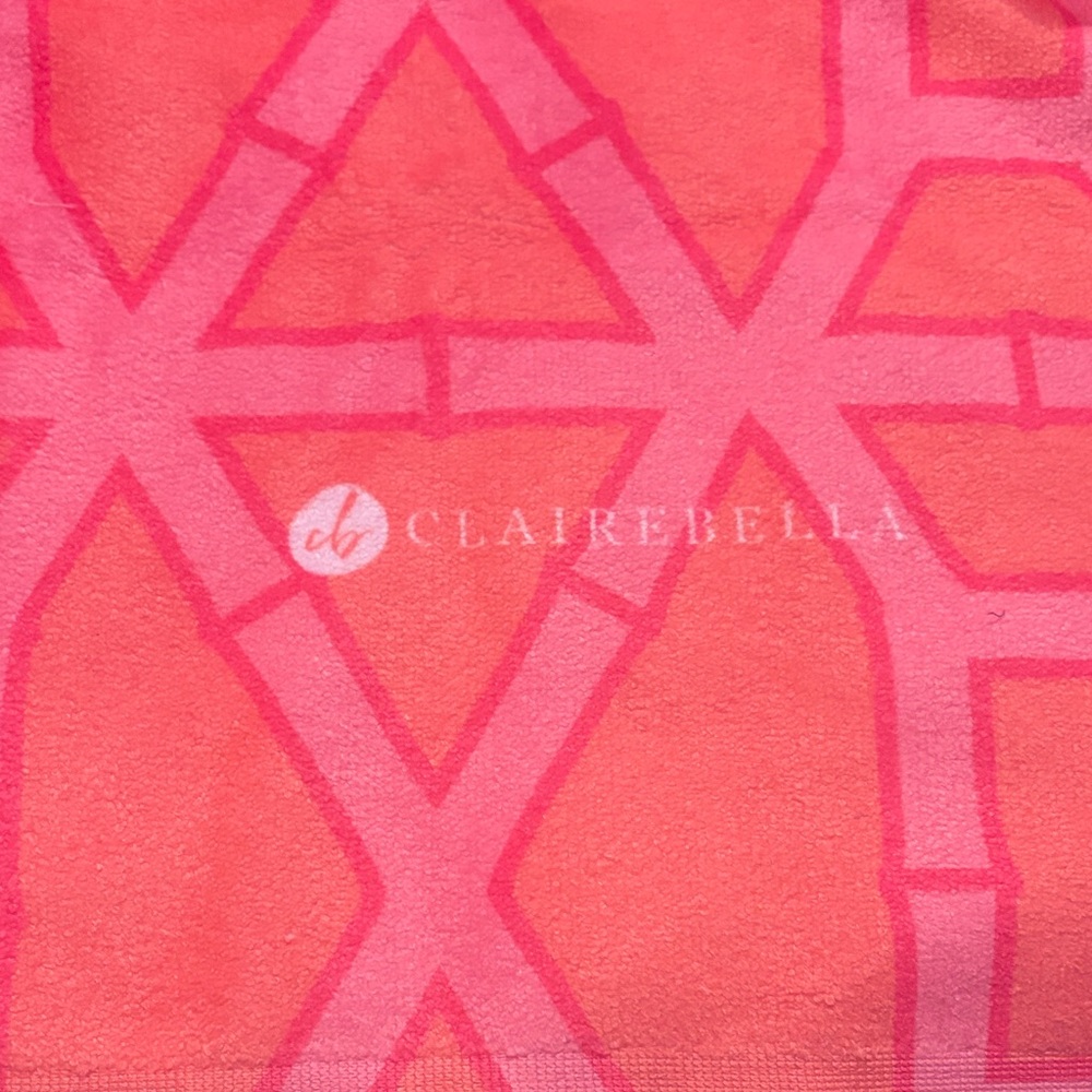 2 Clairebella Pink Geometric Bamboo Towels